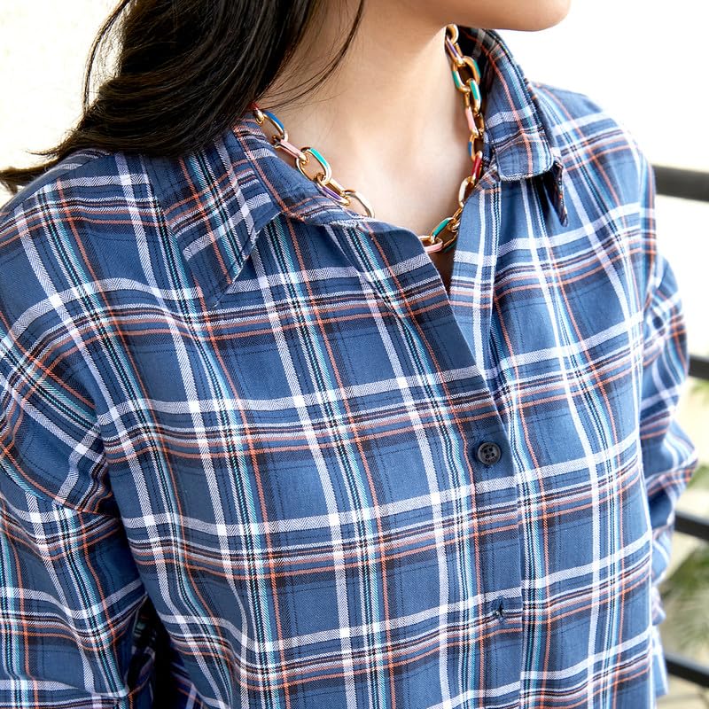 Image of PINACOLADA Women's Solid Oversized Shirt for Casual Wear | Spread Collar | Long Sleeve | Button Closure | Oversized Shirt Crafted with Comfort Fit for Everyday Wear