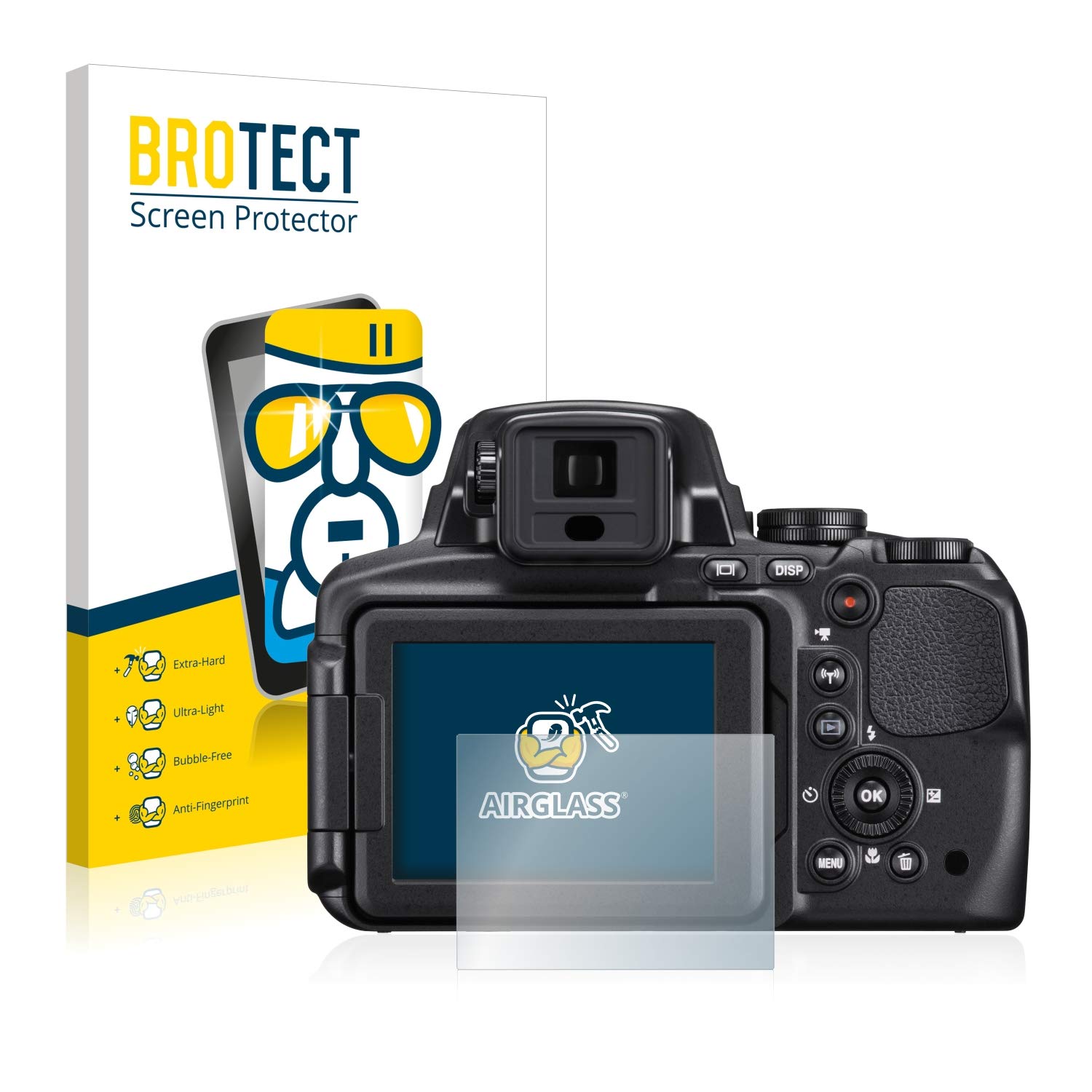 Pellicola Protettiva In Vetro Ibrido BROTECT AirGlass Per Nikon 1 J3 - 9H, Antigraffio, Anti-impronte, Facile Installazione