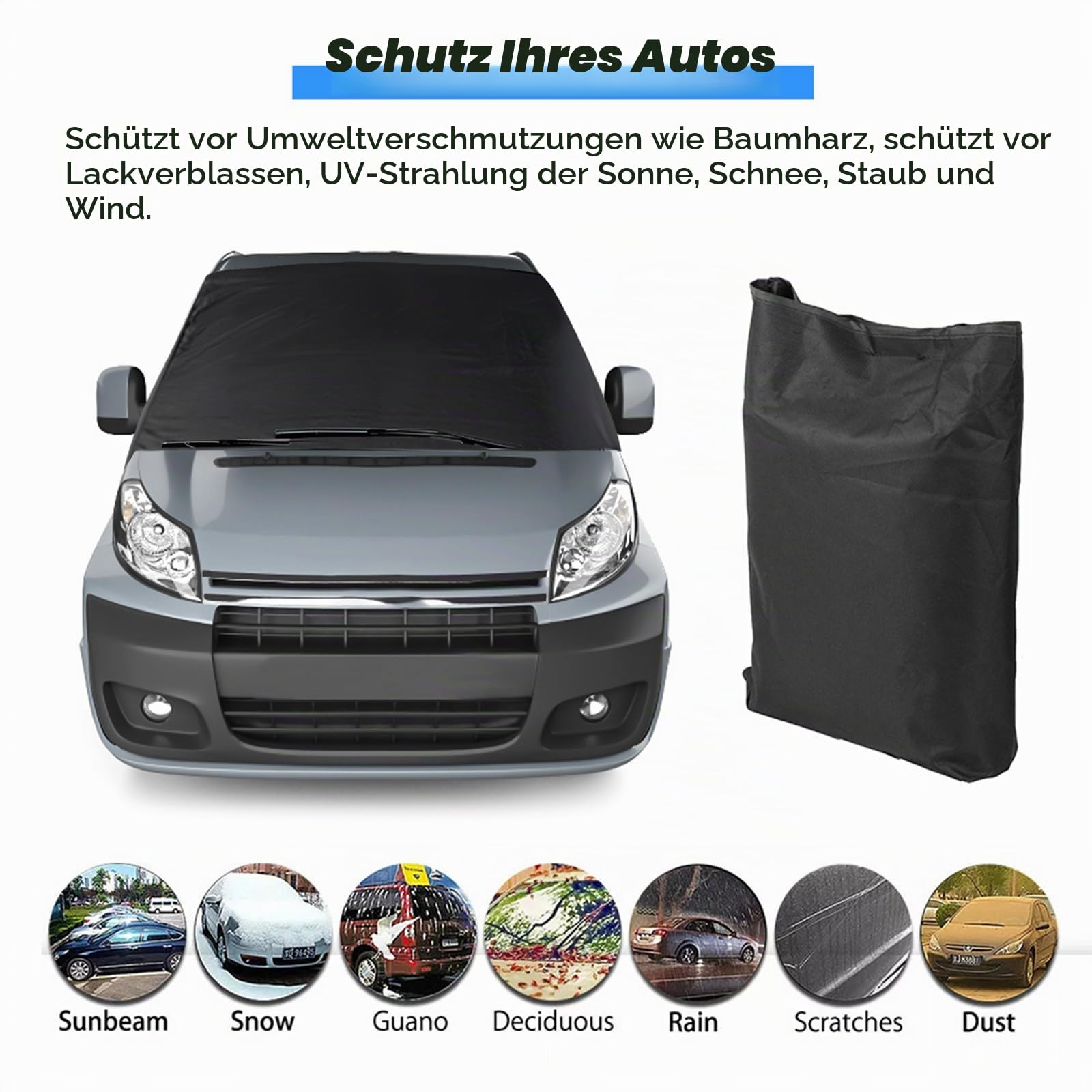Auto Windschutzscheiben Abdeckung für 2016-2026 Citroen Jumpy Sonnenschutz | 600D Luxus Frontscheibe Wrap Cover Ersatz für 2019-2025 Opel Vivaro 2022-2025 FIAT Scudo