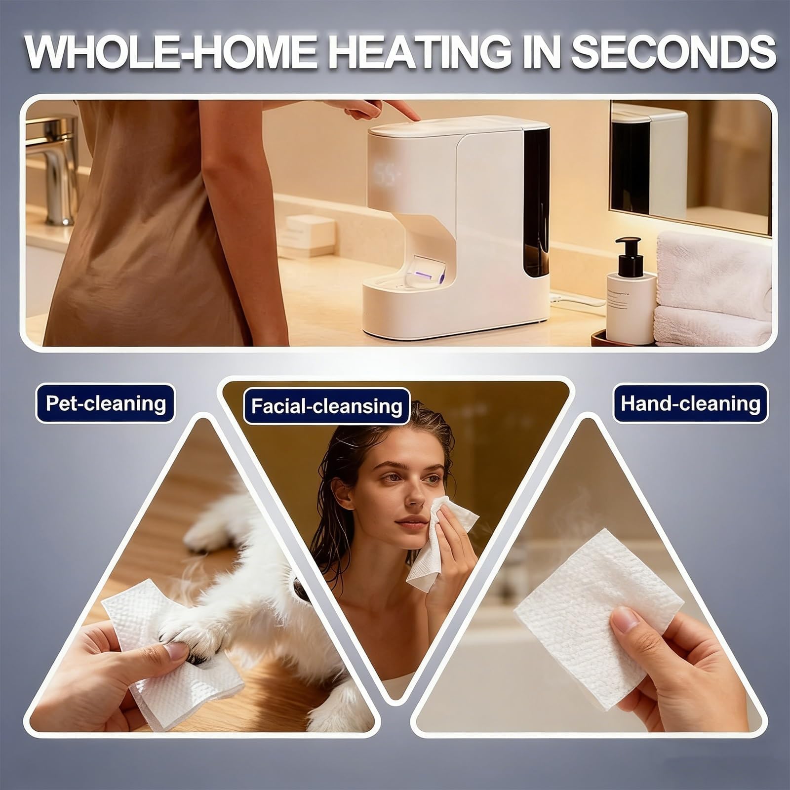 Máquina Inteligente Calentador de Toallas Comprimidas – Dispensador Automático de Toallas Faciales con Pantalla LED, Temperatura Constante 55 °C y Calentamiento Rápido en 5 s, para SPA, Hogar y Salón