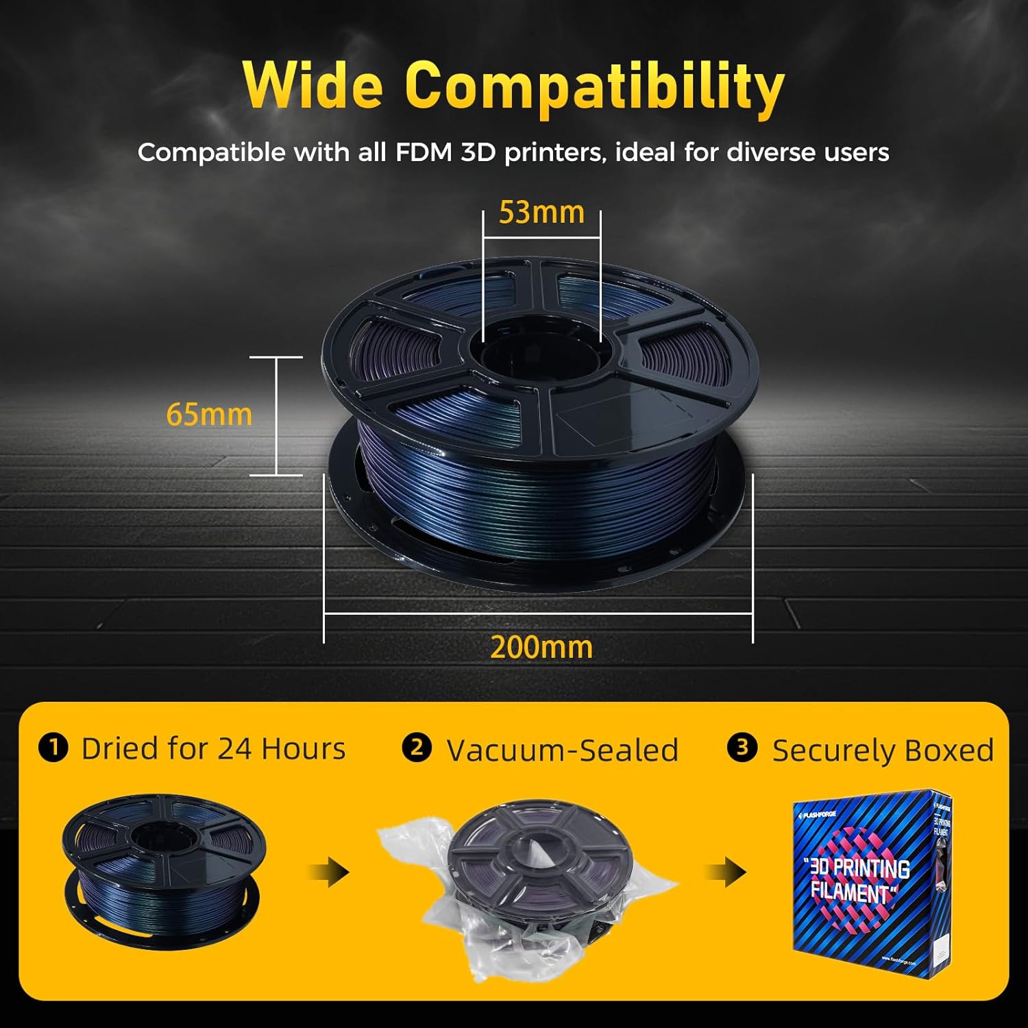 FLASHFORGE Rapid PETG Filament 1.75mm Burnt Titanium, 600mm/s Fast Printing, 3D Printer Filament 1kg Spool, Dimensional Accuracy +/- 0.02mm, Changing Colors with Light, Perfectly Hide The Layer Line - Image 6