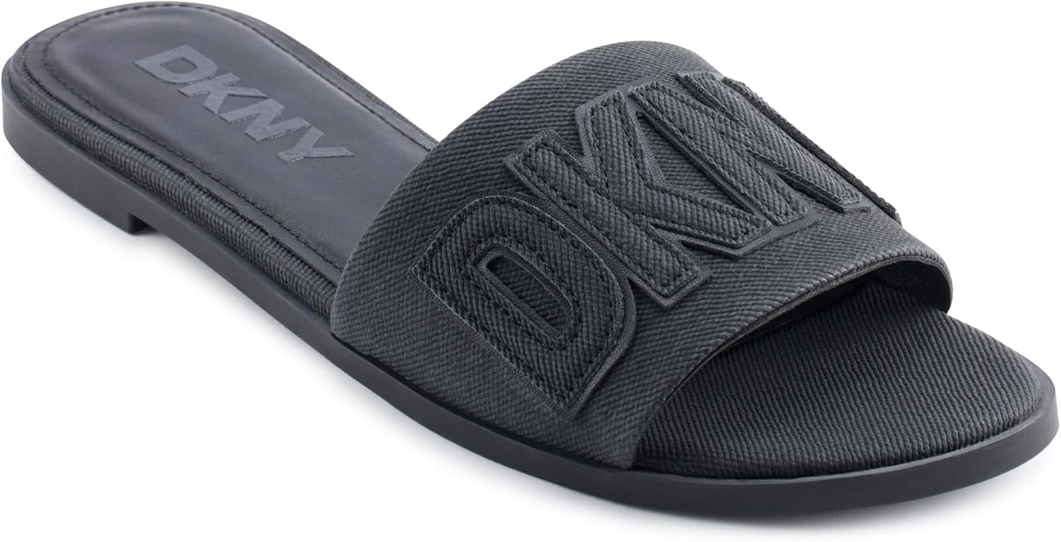 DKNY womens Willow Flat Slide Sandal With Logo