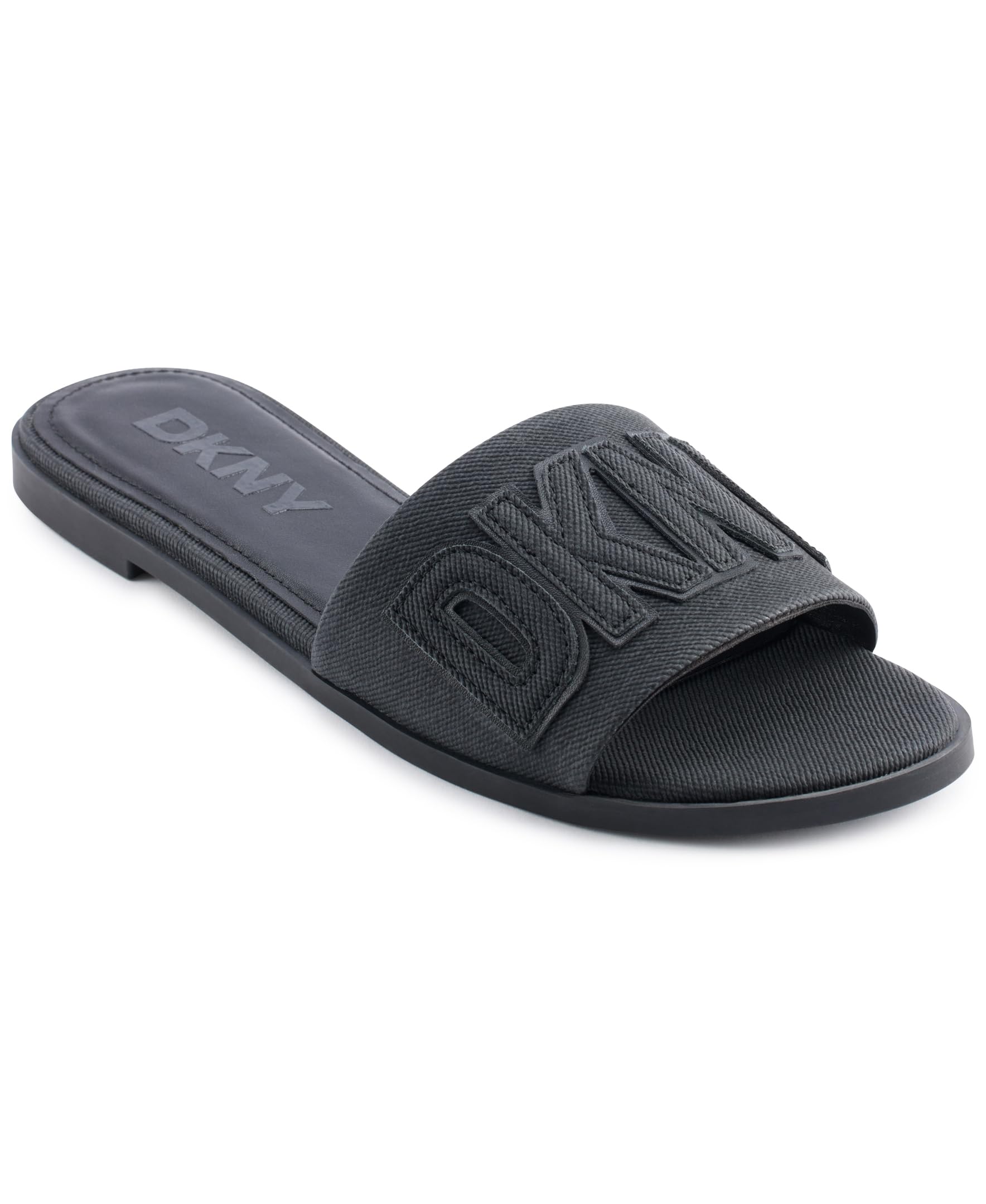 DKNY Women's Willow-Flat Slide Sandal, black, 35 EU