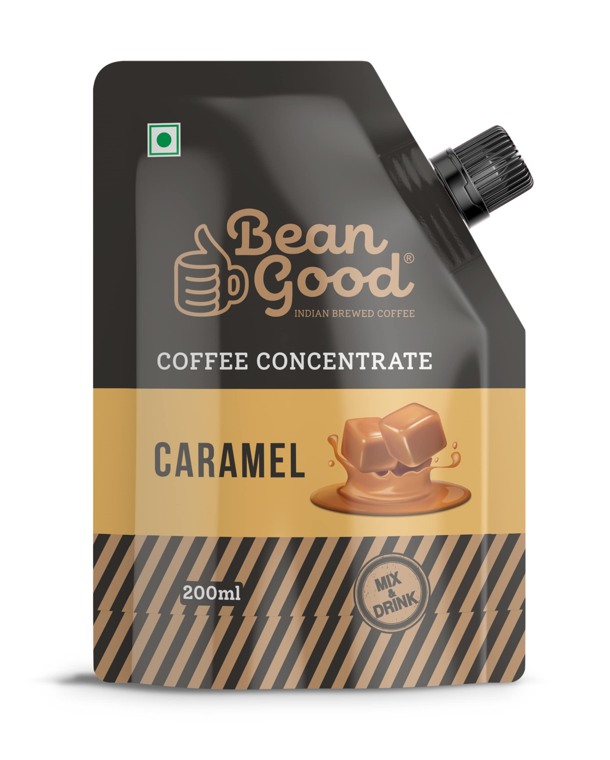Bean Good Cold Coffee Bottle Concentrate-Liquid Caramel Flavour- Serves 15 Cups Â– 200Ml-100% Pure Coffee-Just Add Cold Milk/Sugar