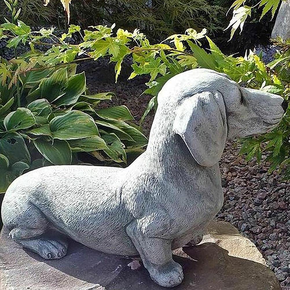Aramox Bassotto Realistico in Resina, Statua di Cane Bulldog Francese per Giardino Esterno con Scultura di Animali, Ornamento per Amante dei Cani (Colore 'immagine 1)