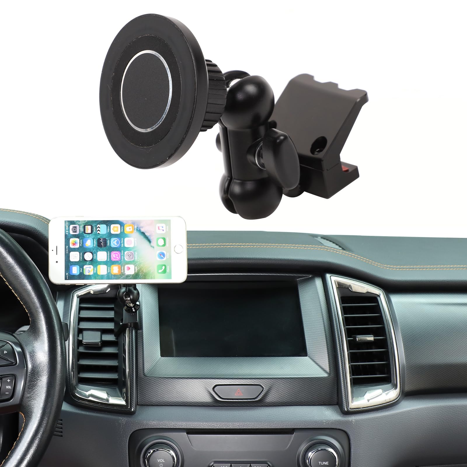 Supporto magnetico per cellulare Ford Ranger 2015-2021, speciale clip per bocchette di ventilazione, design E, anello magnetico forte, regolabile a 360°, nessun blocco della ventilazione (E