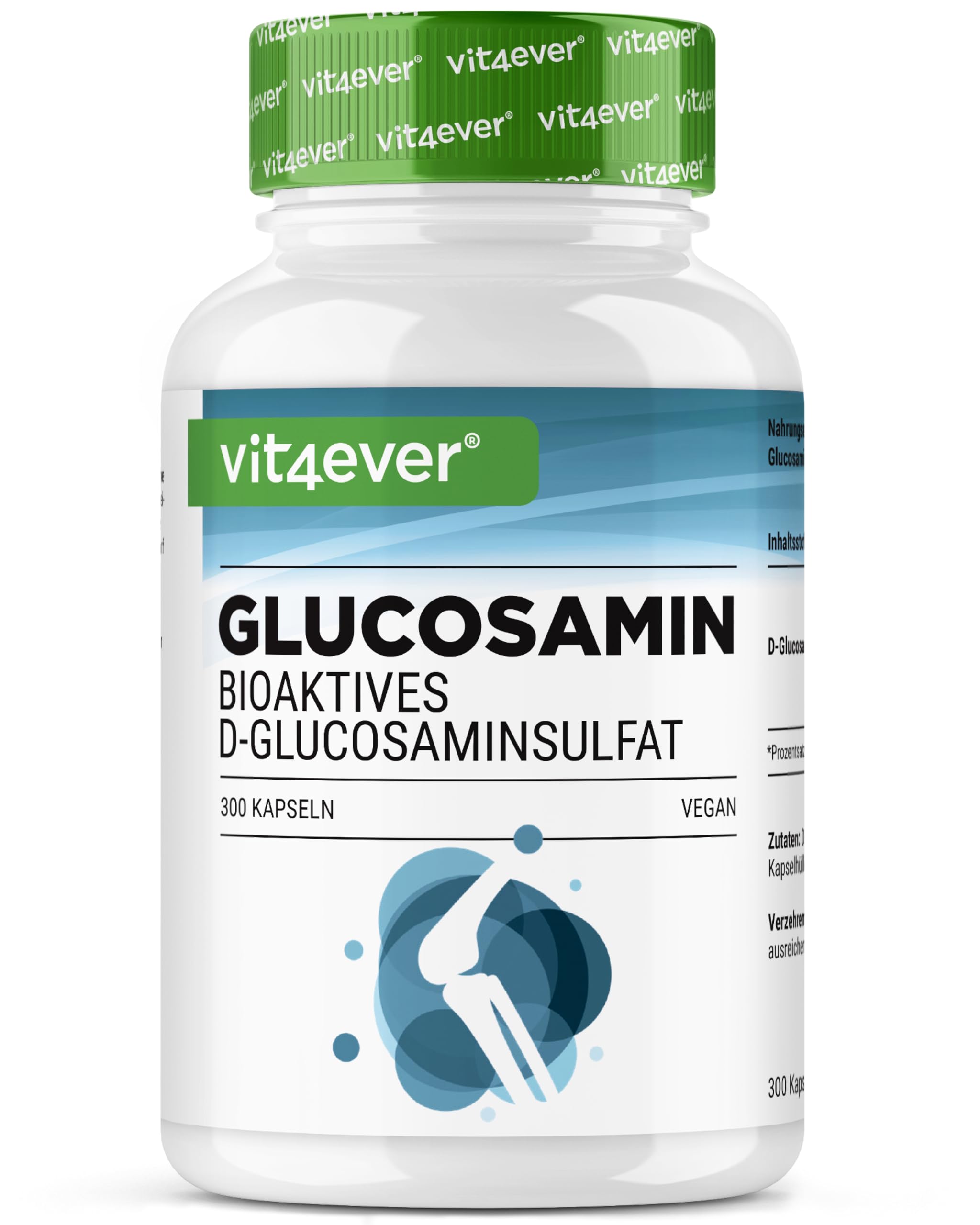 Glucosamina 900mg - 300 capsule - solfato di D-glucosamina bioattivo da fermentazione - senza additivi indesiderati - dose elevata - vegano
