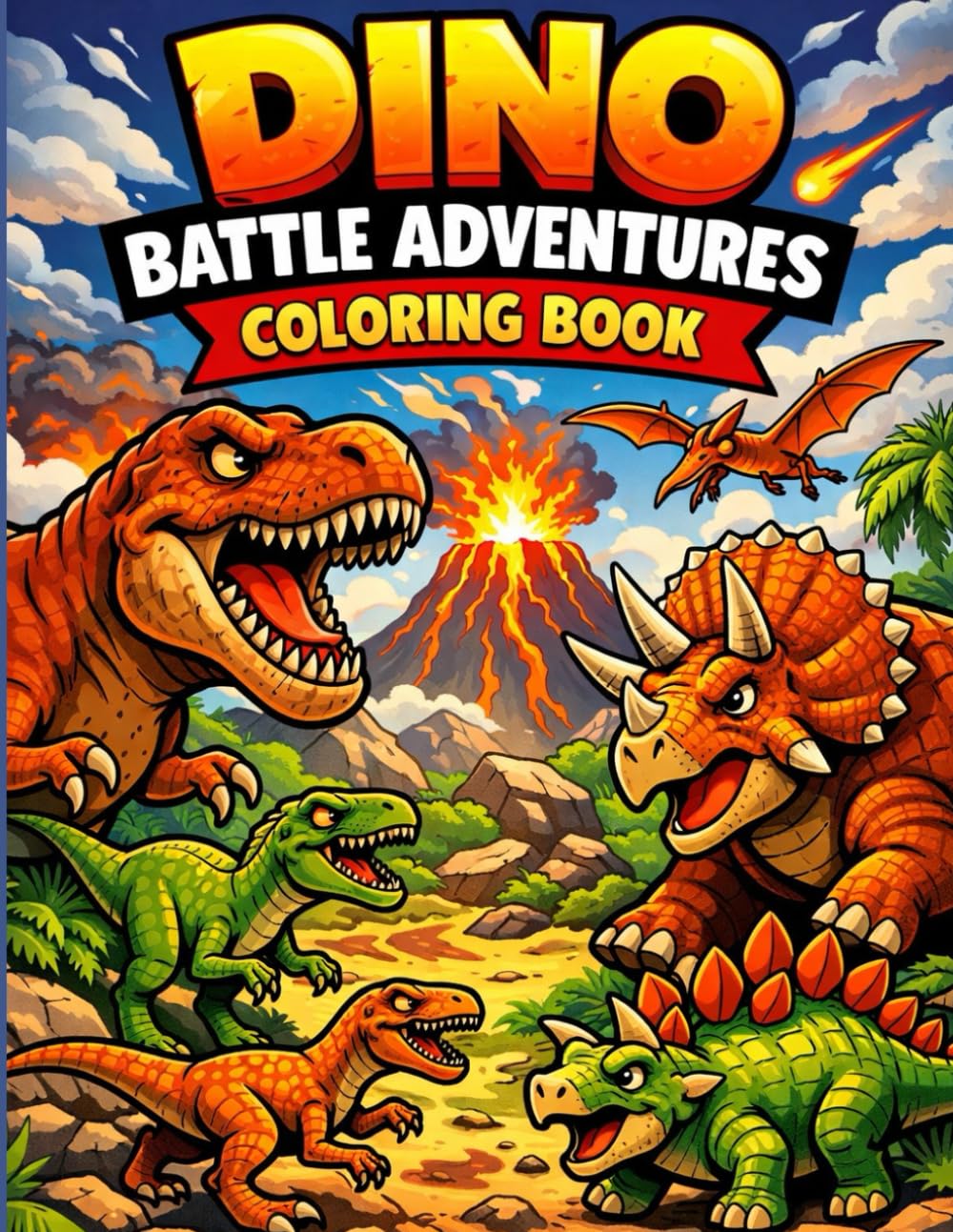 Dino Battle Adventures Coloring Book: A Dinosaur Coloring Book for Kids Ages 4–8 Featuring Fun Prehistoric Scenes and Bold, Easy-to-Color Pages