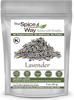 The Spice Way Lavender Flowers - (2 oz) dried flower buds for tea and culinary use - Culinary Lavender Buds - Dried Edible Lavender for Drinks, Chicken, Lavender Tea and More Dried Lavendar Recipes