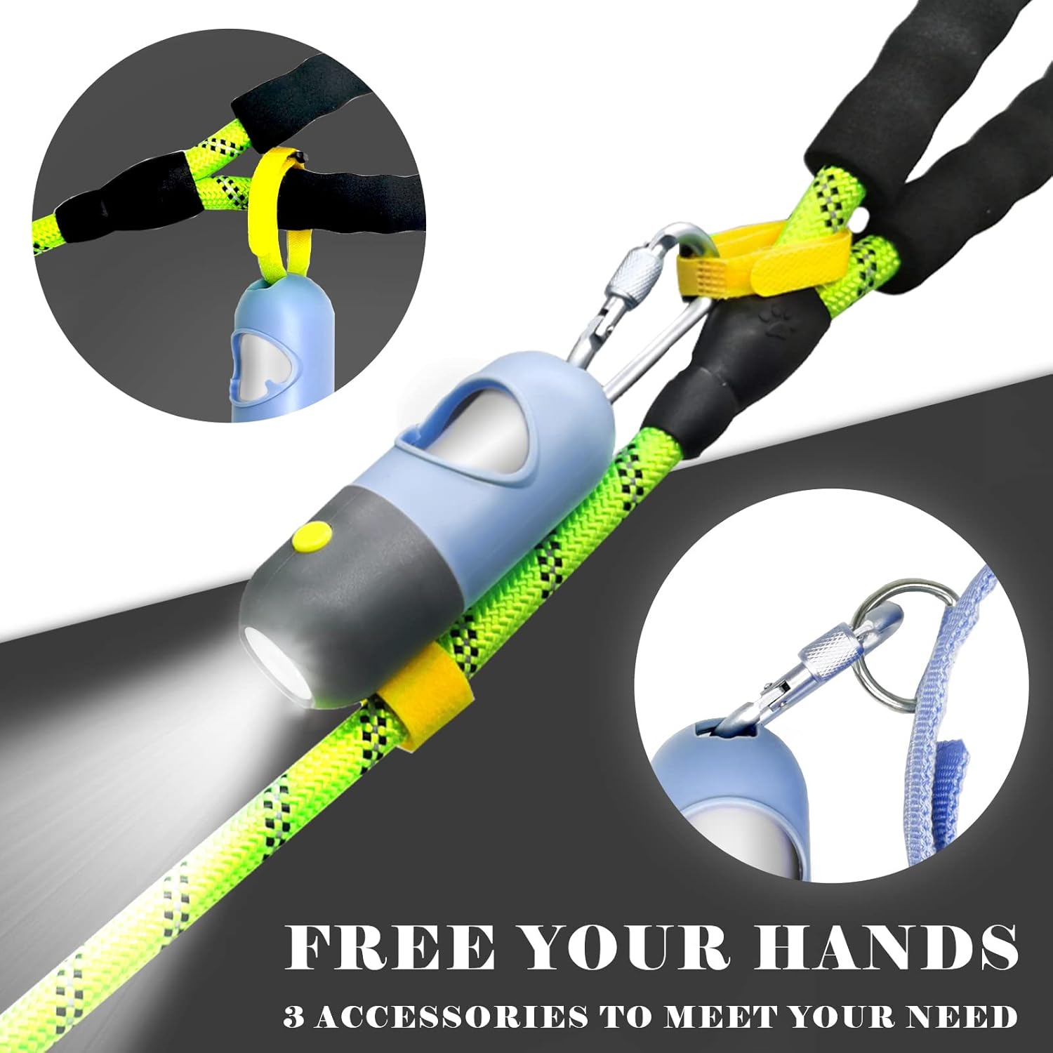 Dog Poop Bags Holder with LED FlashlightDoggy Poo Bags Dispenser for