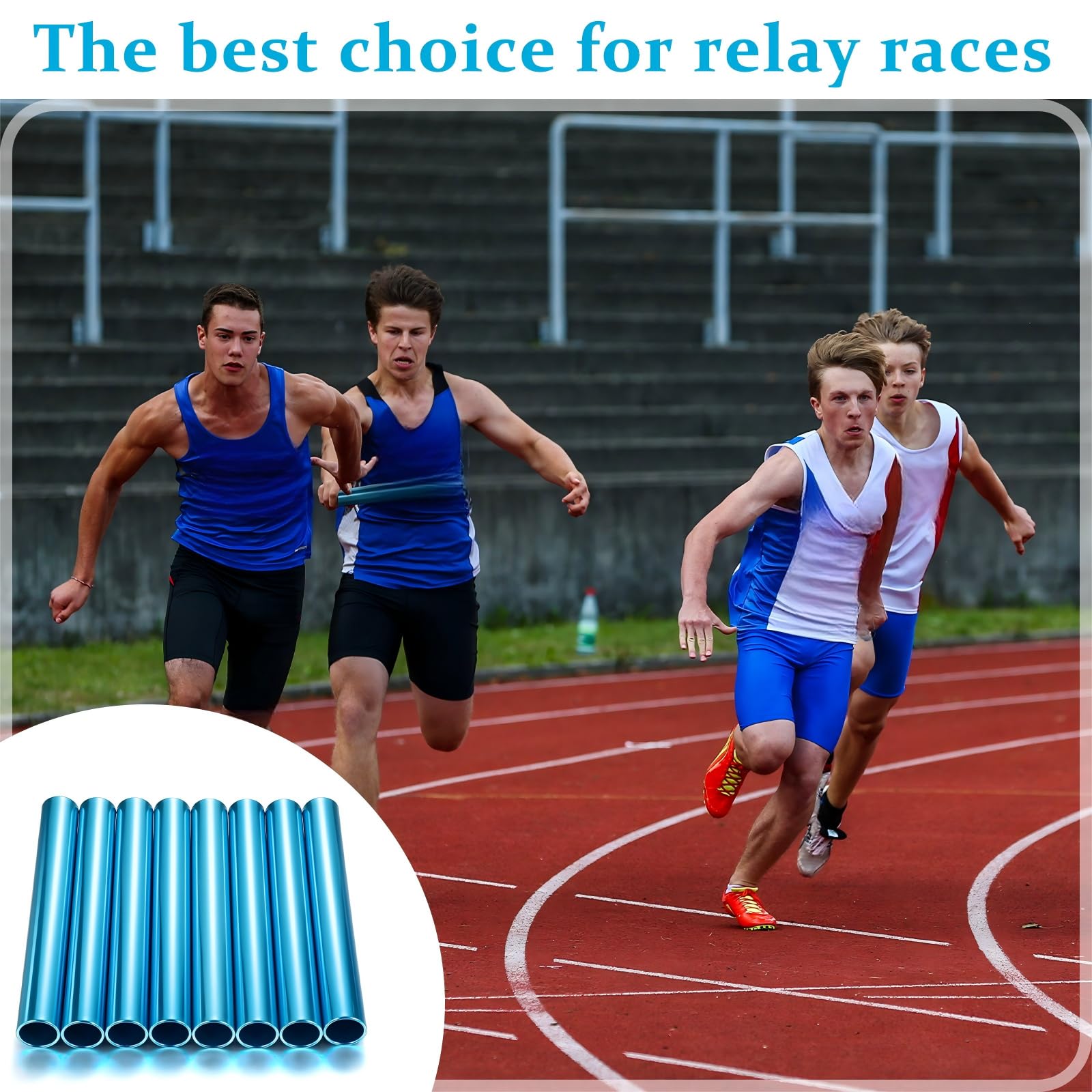 8 Testimoni Per Staffetta Amylove In Alluminio – Blu, 30 Cm, Regolamentari Per Atletica Leggera E Corsa - 4