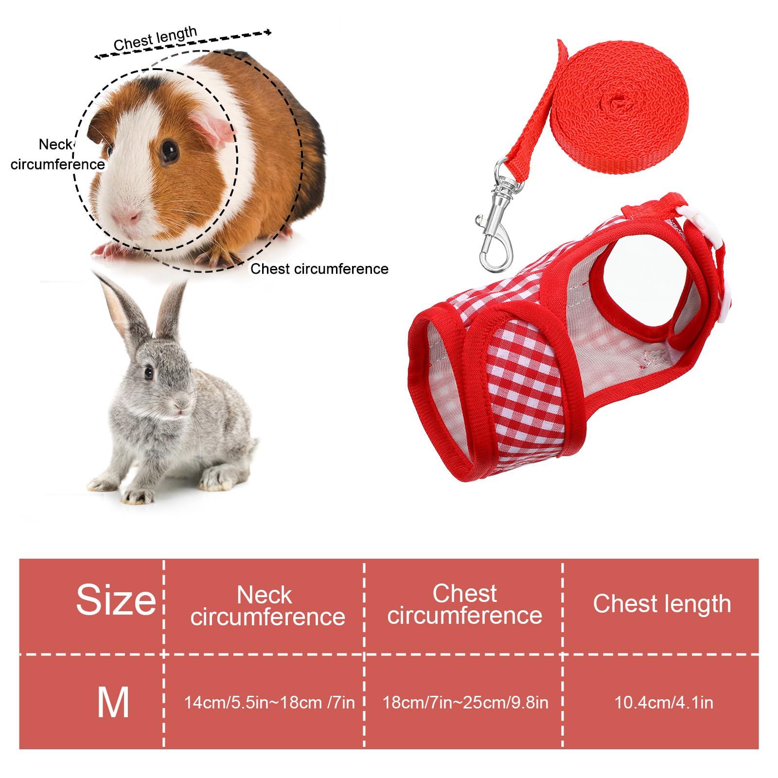 Harnais rouge pour chat avec laisse réglable 140 cm - Harnais pour cochon d'Inde, lapin, petit chien