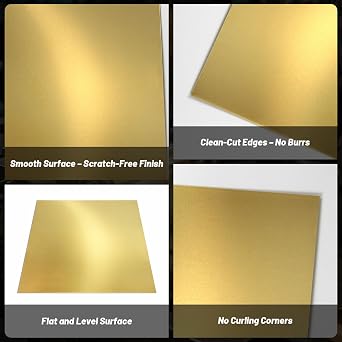 Chudeng BR01-1 2 Pcs Brass Sheet, 6 inch x 6 inch, 18 Gauge(1.02mm) Thickness, No Scratches, Film Attached Brass Plates