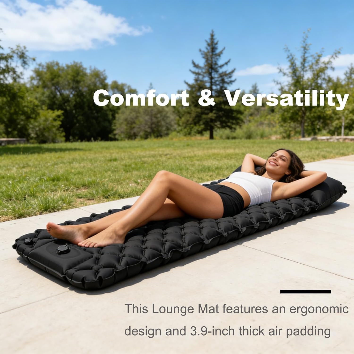 Lounge Mat - Your Portable Chill Zone,Thick Memory Foam Sleeping Pad for Camping, Built-in Foot Pump Sleeping Mats, for Travel Hiking (Blue)