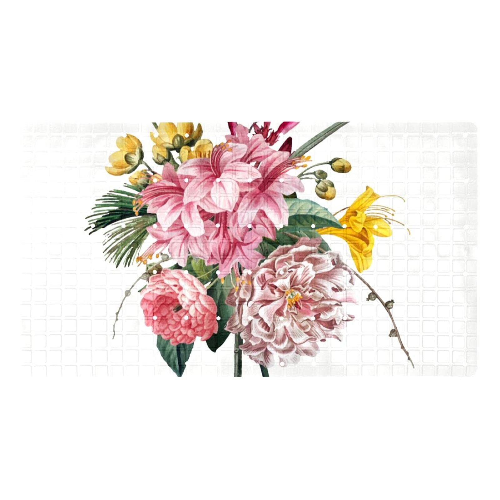 Tapis de baignoire antidérapant floral pour le bain sécurisé des seniors