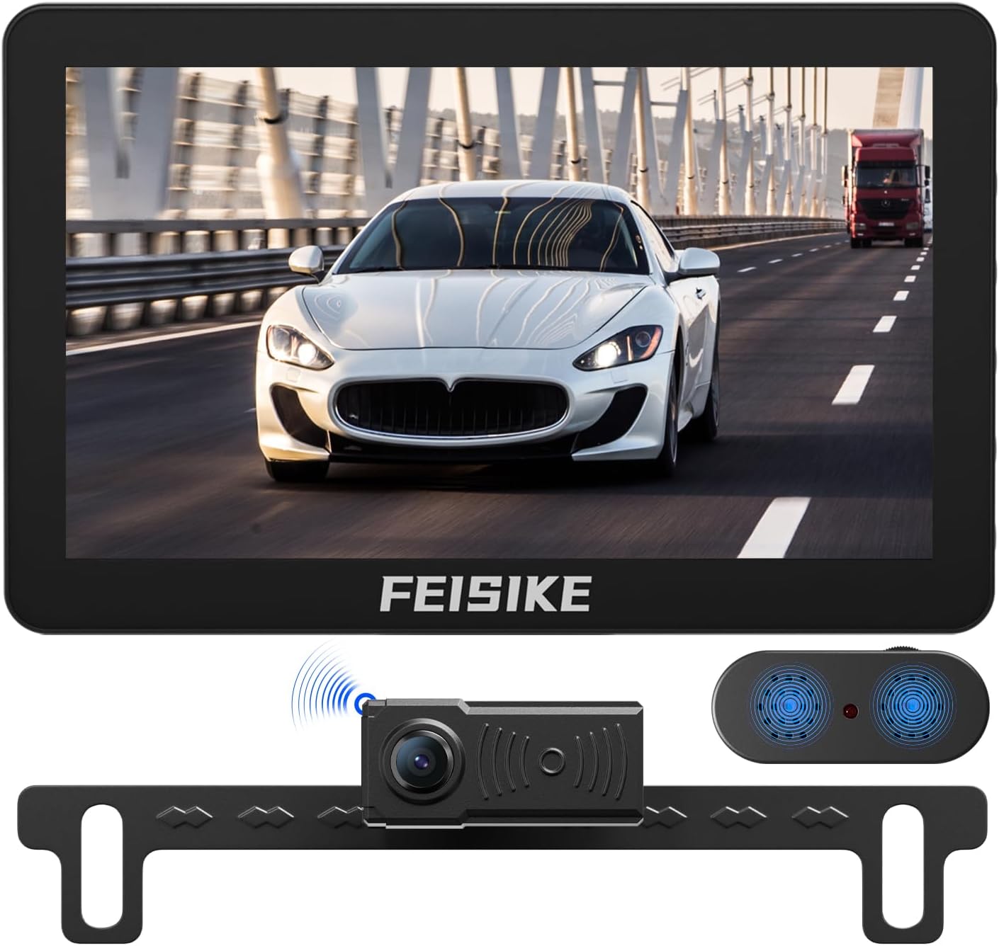 FEISIKE Radar Backup Camera with Buzzer 7” HD Monitor, Backup Camera for Truck IP67 Waterproof, Radar Sensor Alarm and DIY Guide Lines Rear View Camera, Plug-Play Back Up Camera for Car Trucks Pickup FEISIKE Radar Backup Camera with Buzzer 7” HD Monitor, Backup Camera for Truck IP67 Waterproof, Radar Sensor Alarm and DIY Guide Lines Rear View Camera, Plug-Play Back Up Camera for Car Trucks Pickup