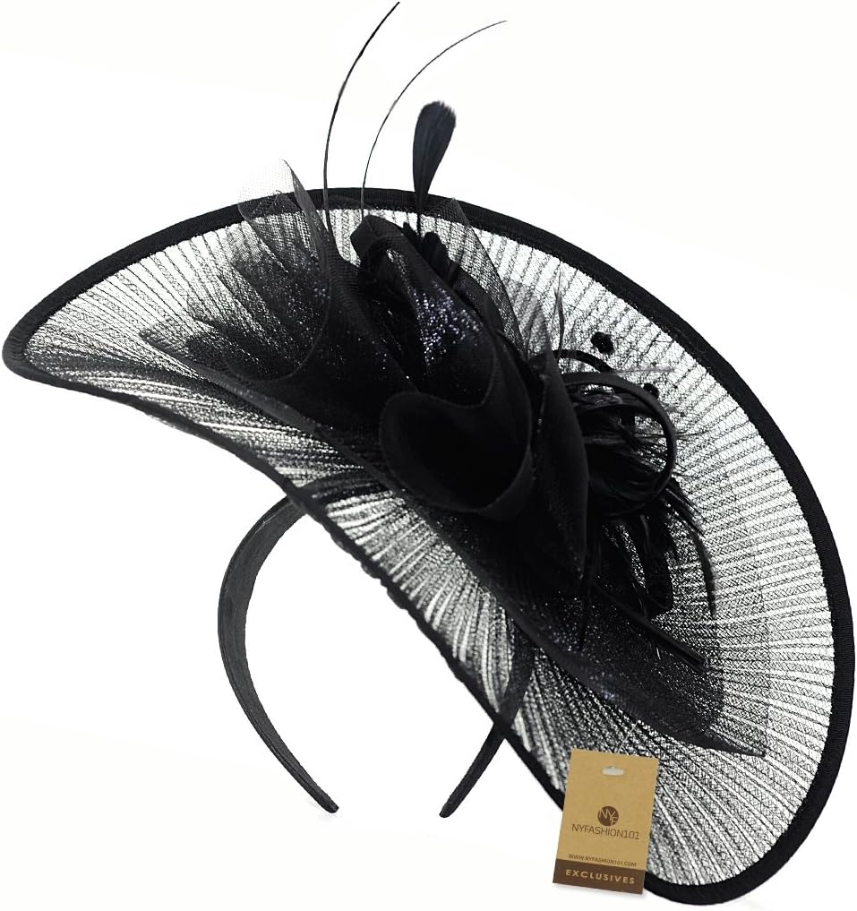 C.C Cocktail Fashion Sinamay Fascinator Hat Feather & Flower Design