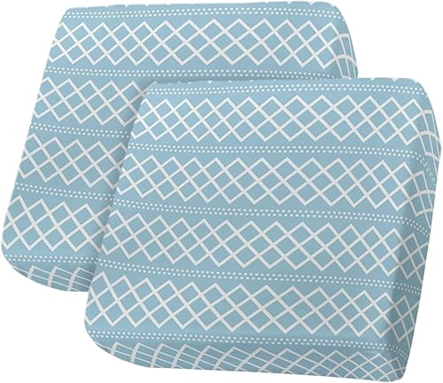 Fundas de cojín para sofá geométricas azules, funda elástica para sofá con parte inferior elástica, diseño moderno de arte abstracto a cuadros,