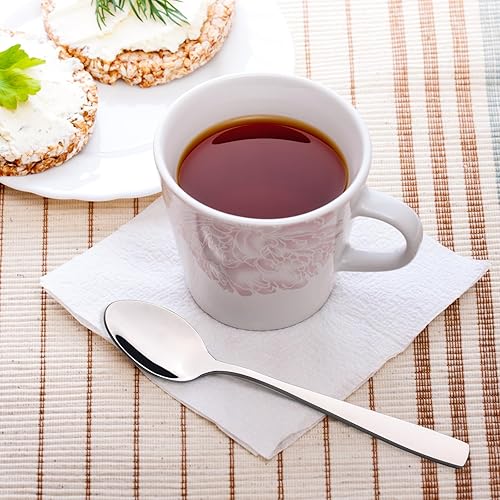 Miniatura 6 de Begale 12 cucharas de té de acero inoxidable y tenedores para pastel de aperitivos, 6 tenedores de degustación + 6 cucharaditas