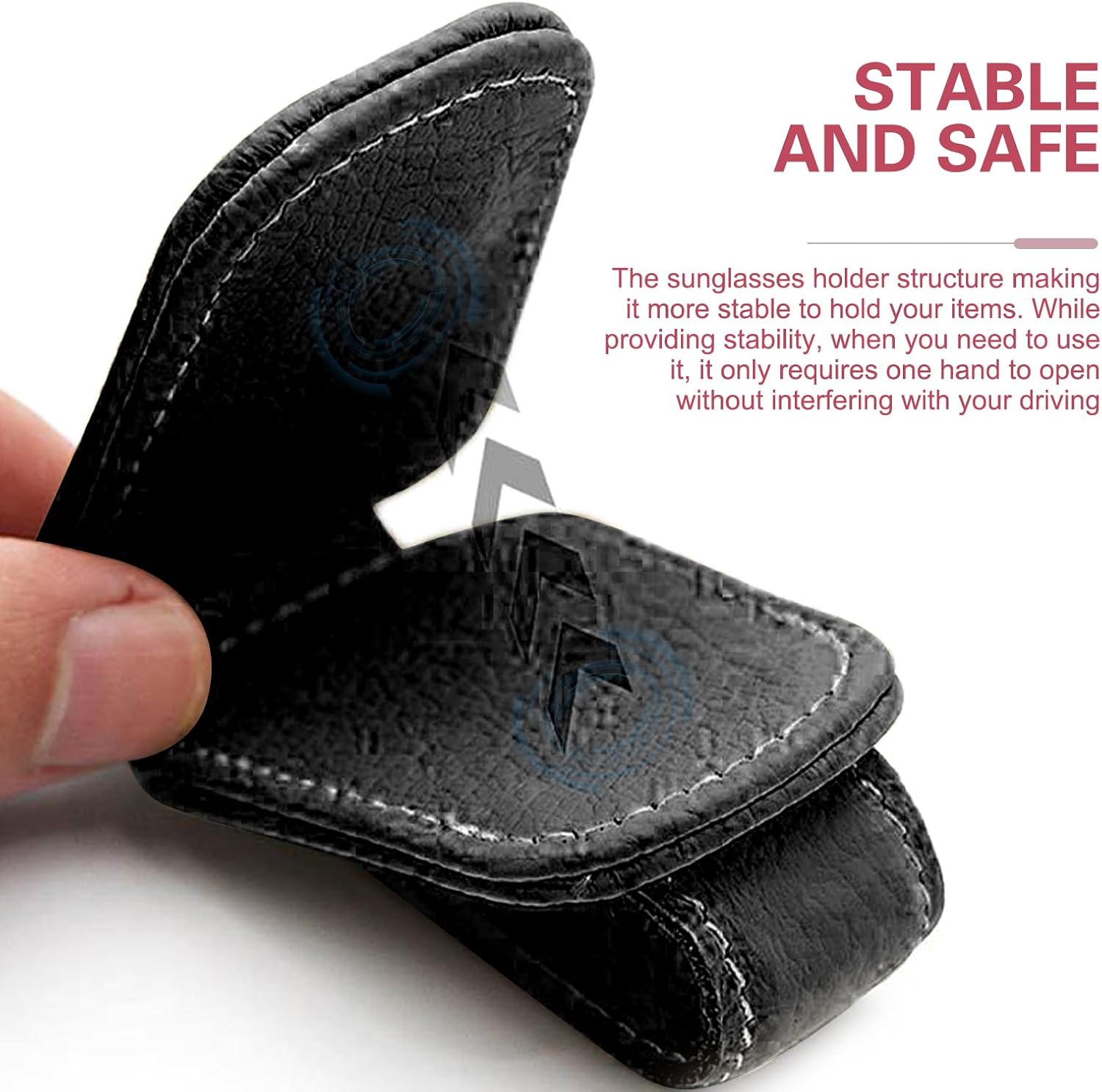 WZP 2PCS Sunglass Holder for Car, Leather Visor Clip with Magnetic Buckle, Ticket Card Eyeglass Storage Clip, Universal Auto Interior Accessories for Sedan SUV Pickup Truck (Gray) image 4