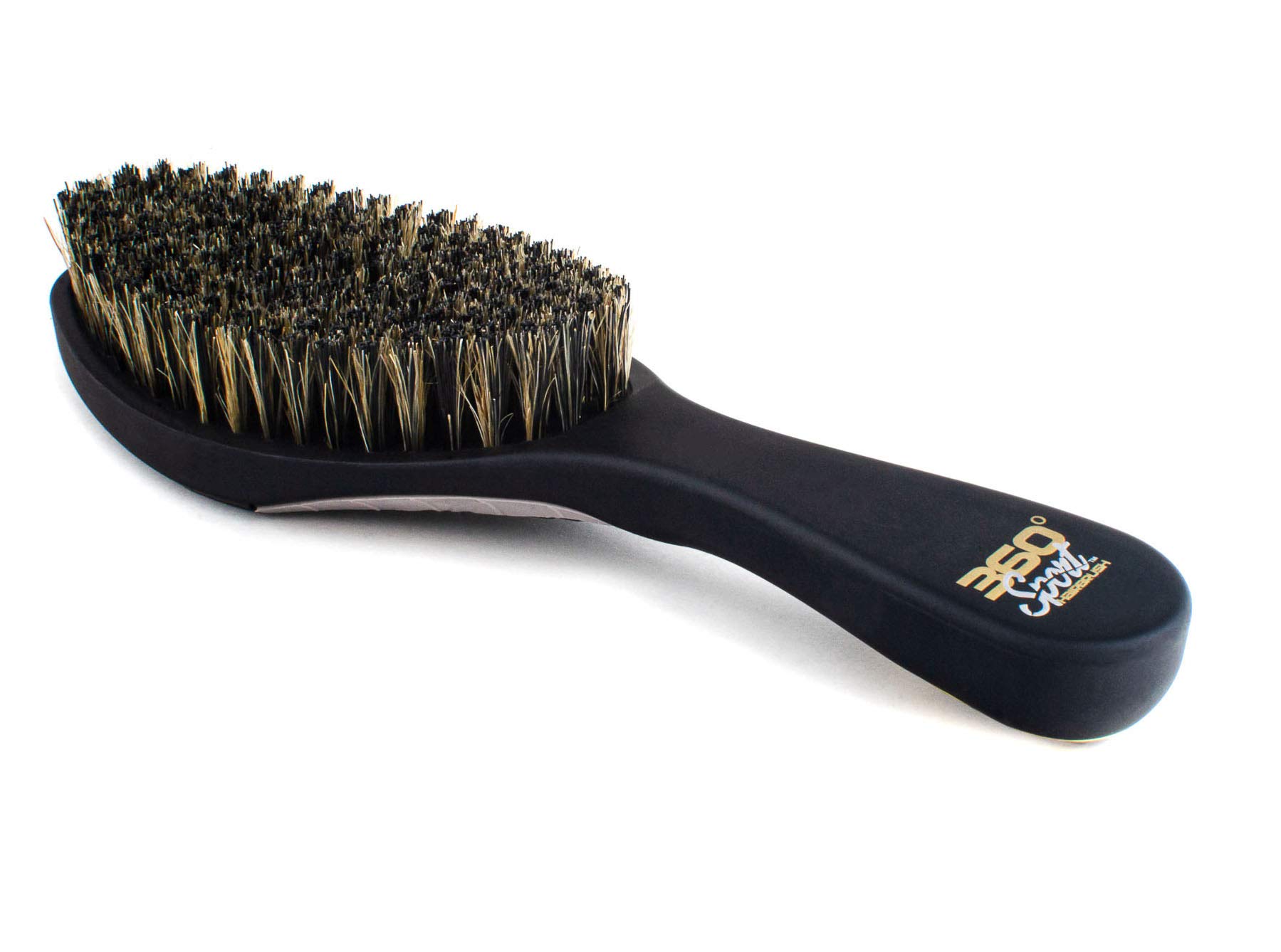 Crown Quality Products MEDIUM Mixed Boar Bristle 360 Sport Wave Brush (Black) Crown 2.0 Hairbrush - The Ultimate 360 Wave Brush