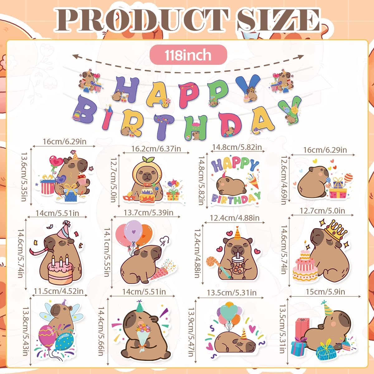 Capybara Birthday Party Decorations Include Capybara Happy Birthday Banners Hanging Swirls Honeycomb Centerpiece Cute Capy Bday Animals Decor Supplies - Image 3