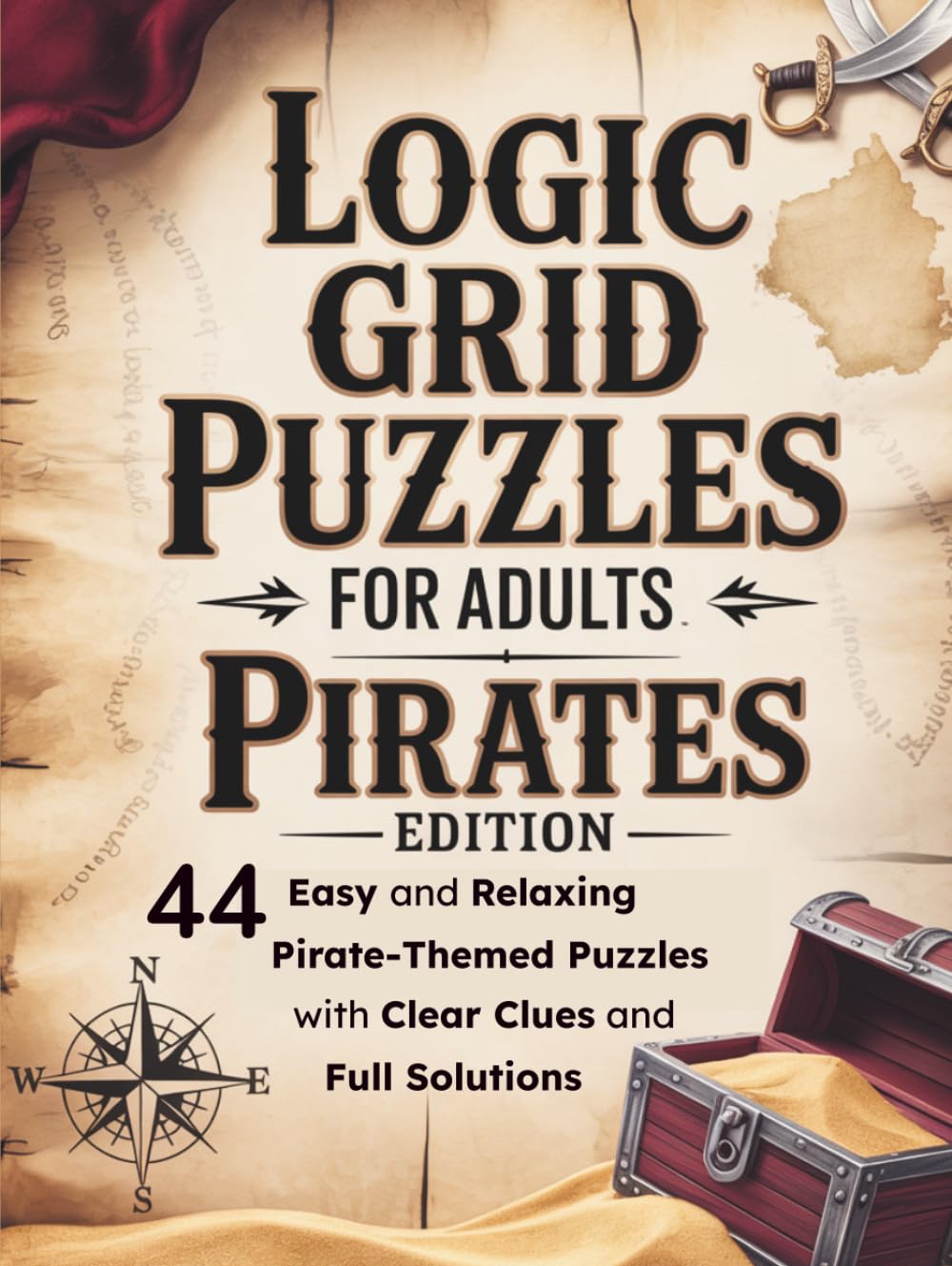 Logic Grid Puzzles for Adults: Pirates Edition: 44 Easy and Relaxing Pirate-Themed Puzzles with Clear Clues and Full Solutions