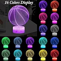 Vista 2 de Luz nocturna de baloncesto, lámpara de ilusión LED 3D con control remoto y cable USB, luces intercambiables de 16 colores, el mejor regalo