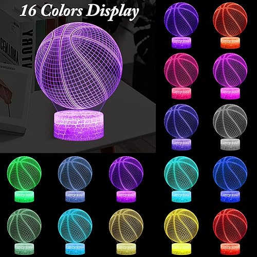 Miniatura 2 de Luz nocturna de baloncesto, lámpara de ilusión LED 3D con control remoto y cable USB, luces intercambiables de 16 colores, el mejor regalo de