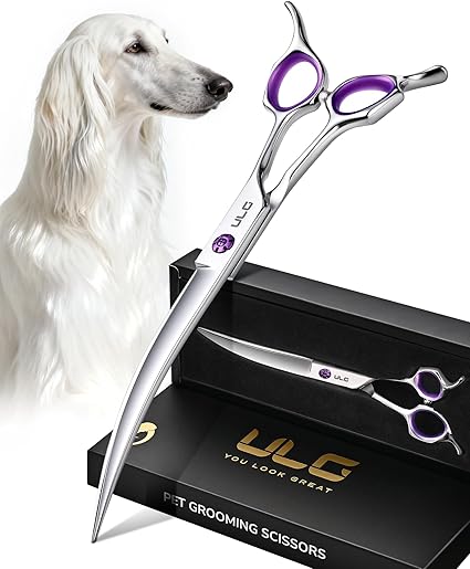 ULG 30° Curved Dog Grooming Scissors 440C Stainless Steel, 7.5"