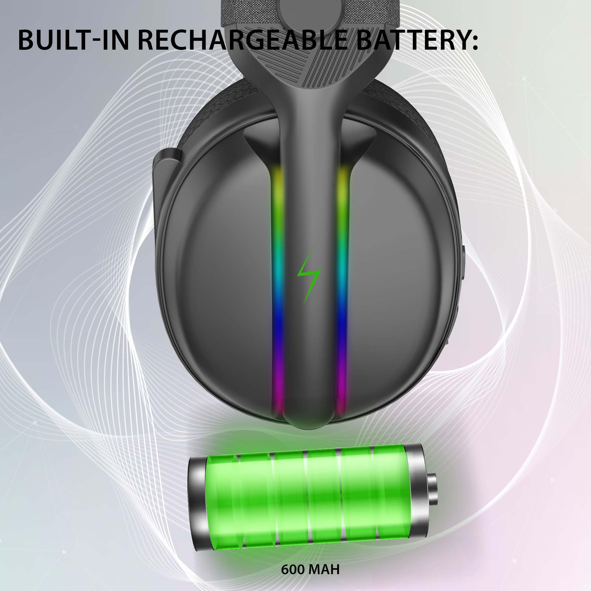 Subsonic - Auriculares Inalámbricos para Juegos Vektra para Playsation, PC, Xbox y Switch - Auriculares con LED y Altavoces 7.1, Micrófono Retráctil, Control de Volumen y botón de Silencio - Negro