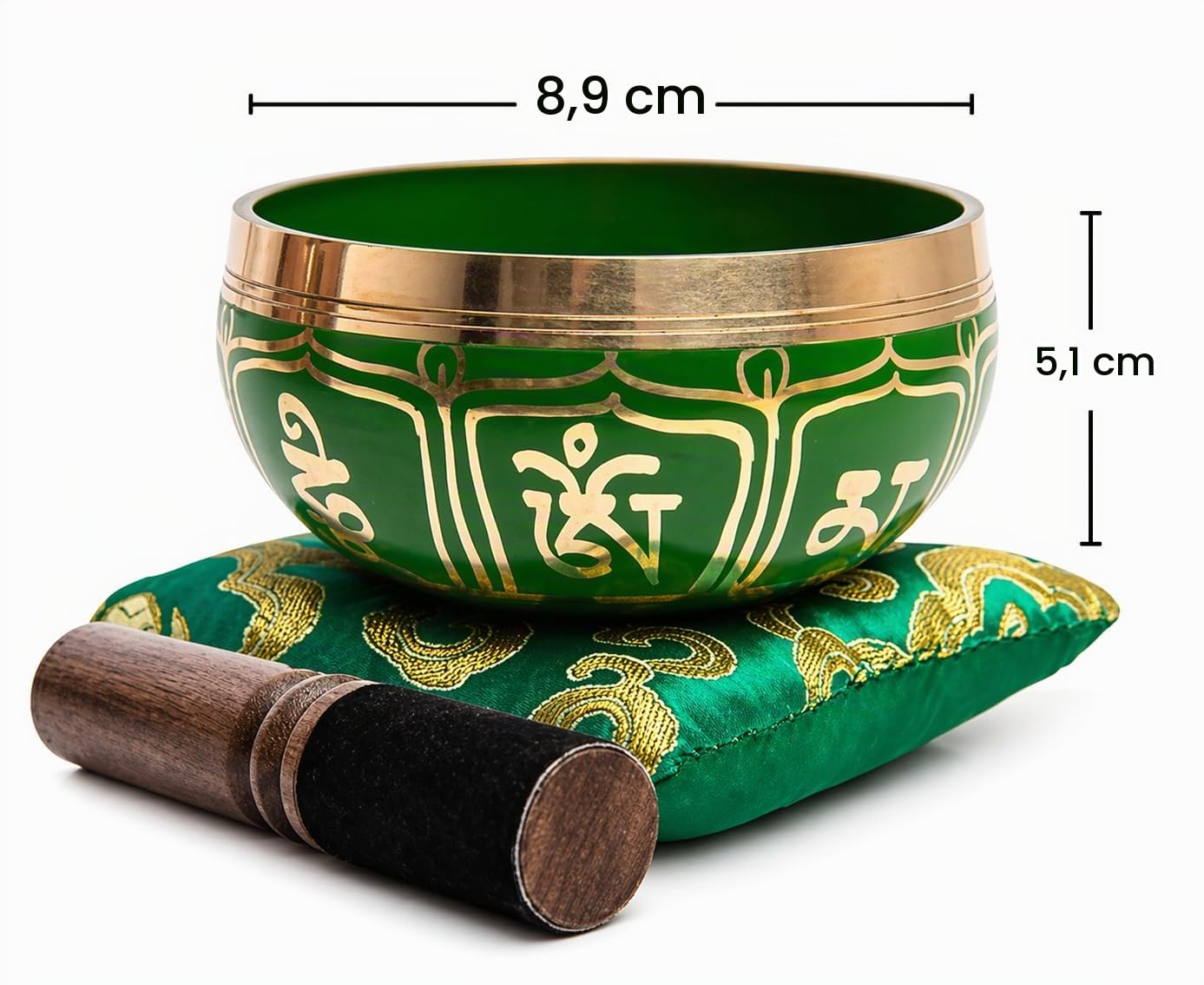 Tibetische Klangschalen-Set – einfach zu spielen für Anfänger – authentische handgefertigte Achtsamkeit, Meditation, ganzheitlicher Klang, 7 Chakra-Heilungsgeschenk von Himalayaar (Smaragd)