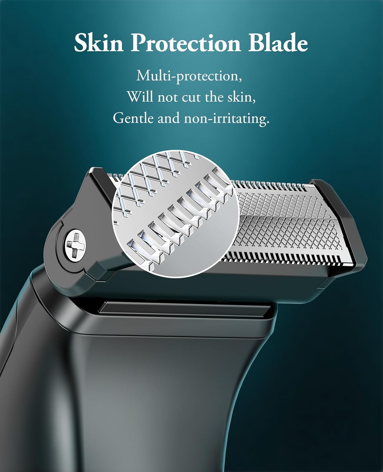 Body Hair Trimmer for Men - 6.0 Upgraded Electric Beard Trimmer, Christmas Gift 2-in-1 Dual-Head Shaver & Body Groomer for Face IPX6 Wet/Dry Use Groin & Ball Hair Painless Electric Razor Green Green-1