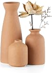 Ensemble de vases en céramique beige CEMABT-3, petits vases pour fleurs décoratifs, décoration moderne boho de la maison, vase décoratif pour herbe de la pampa et fleurs séchées, idée pour étagère, table, bibliothèque, entrée - Distressé