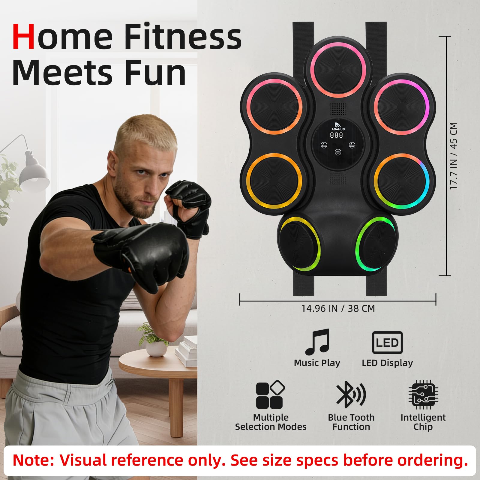 Abahub Music Boxing Machine for Adults & Kids, Home Fitness Equipment with Gloves, Wall Mounted Interactive Punching Target, Nice Gift Choice
