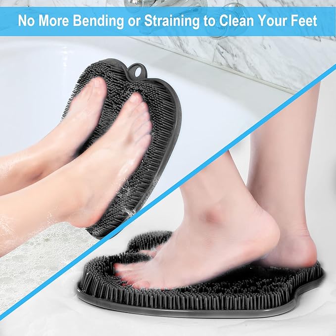 BESKAR Larger Shower Foot Scrubber Mat with Non-Slip Suction Cups- Cleans, Smooths, Exfoliates & Massages your Feet