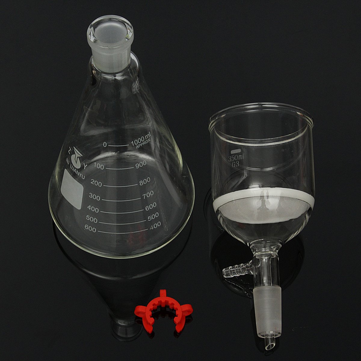 EsportsMJJ Filtro De Aspiración De Vidrio Kit De Filtración 350Ml Buchner Embudo 1000Ml Erlenmeyer Frasco