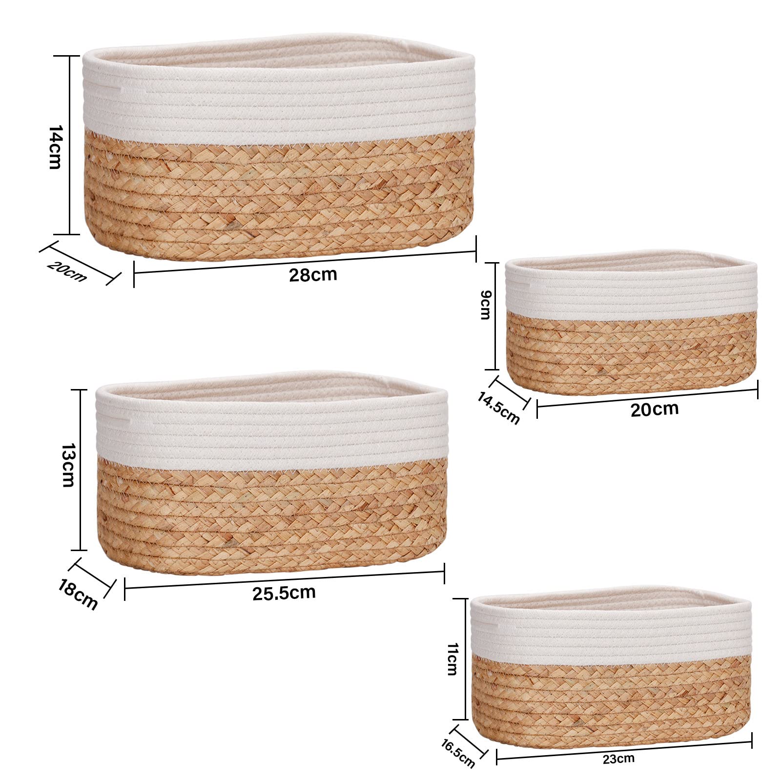 Set Di 2 Cestini Portaoggetti In Giacinto D'Acqua – Forma Smerlata A Conchiglia – Decorazione Naturale Per Soggiorno, Bagno, Camera Da Letto - 2