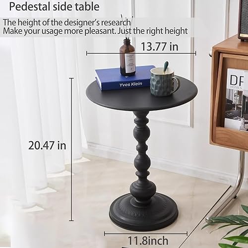 Miniatura 2 de Mesa auxiliar redonda de metal con pedestal, mesa de sofá, pequeña bandeja de TV para el sofá en la sala de estar y dormitorio, cama, silla, mini