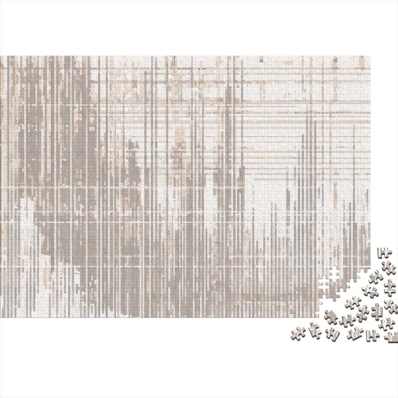 Abstract Lines—Minimalist Geometric Design_1 Jigsaw Puzzles Beige Linear Texture 1000 Pieces Recycled Paper for Decompression And Wall Decor, Relaxation 52x38cm/1000pcs