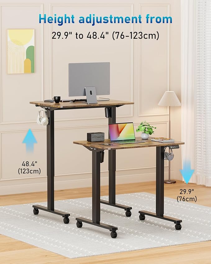 Escritorio Eléctrico Ajustable 32" Pequeño con Ruedas miniatura 5