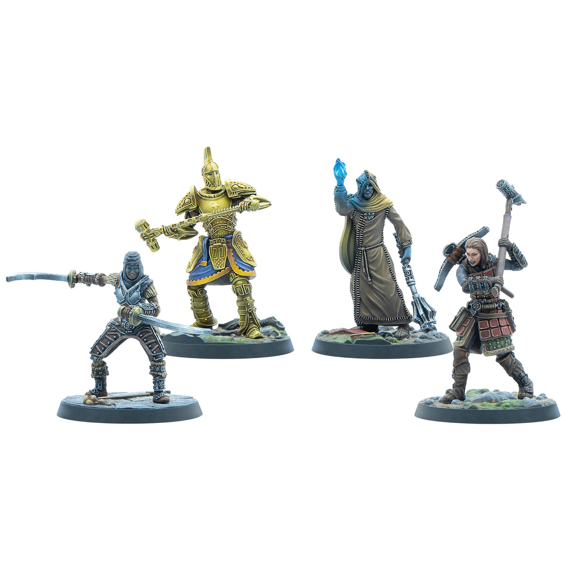 Modiphius Entertainment: The Elder Scrolls: Call to Arms - Adventurer Veterans - 4 RPG Miniatures, Unpainted Resin Figures, Officially Licensed