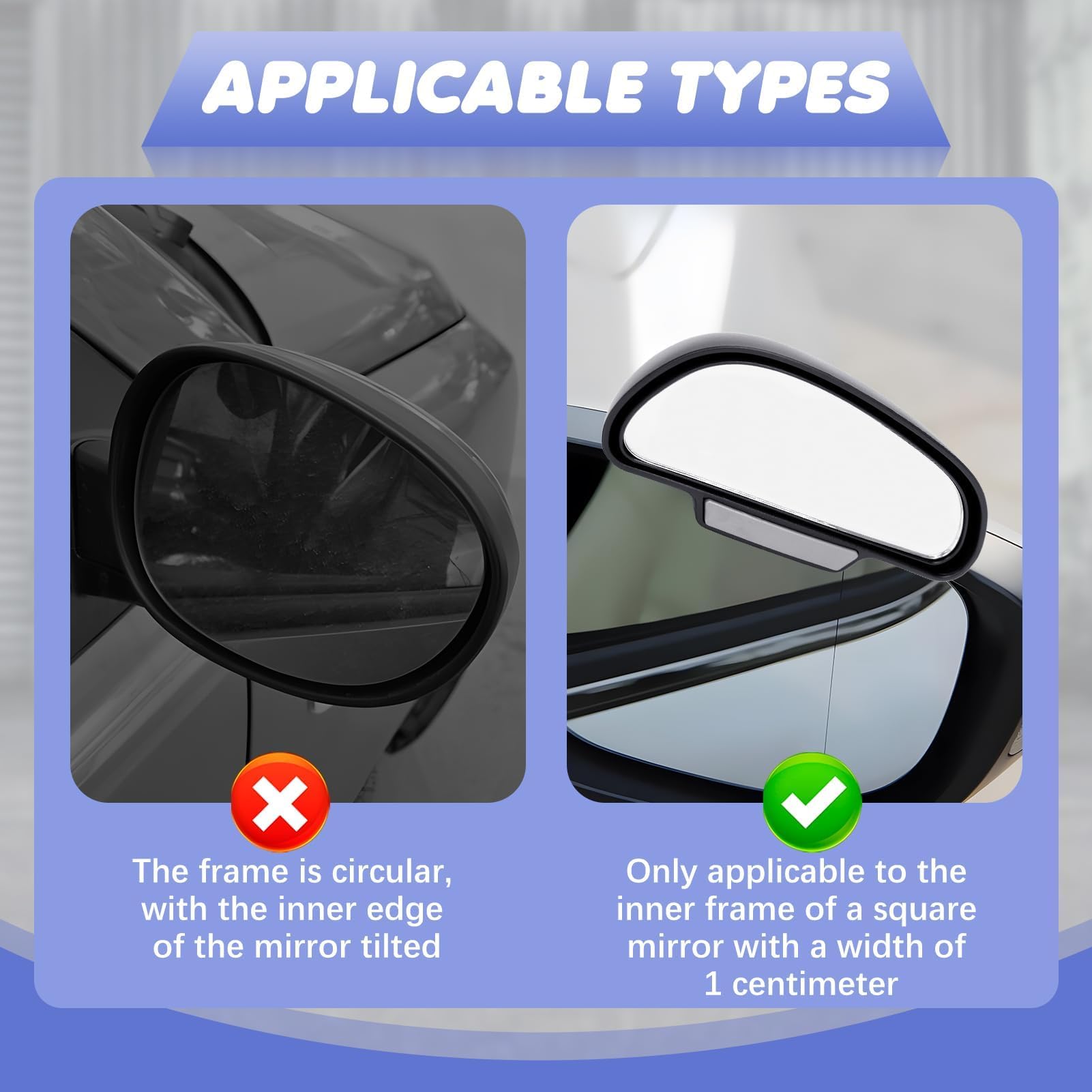 2pcs Miroir D'angle Mort Pour Rétroviseur, Miroir D'angle Mort de Voiture De Grand Angle, Rétroviseur Auxiliaire Réglable à 360 Degrés, Compatible avec Camion, SUV, Van,Noir