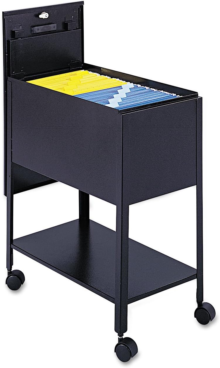 Safco Extra Deep Mobile Tub File, Rolling File Cart, Fits Letter and Legal-Size Hanging Folders, Includes a Locking Lid and 2 Keys Black