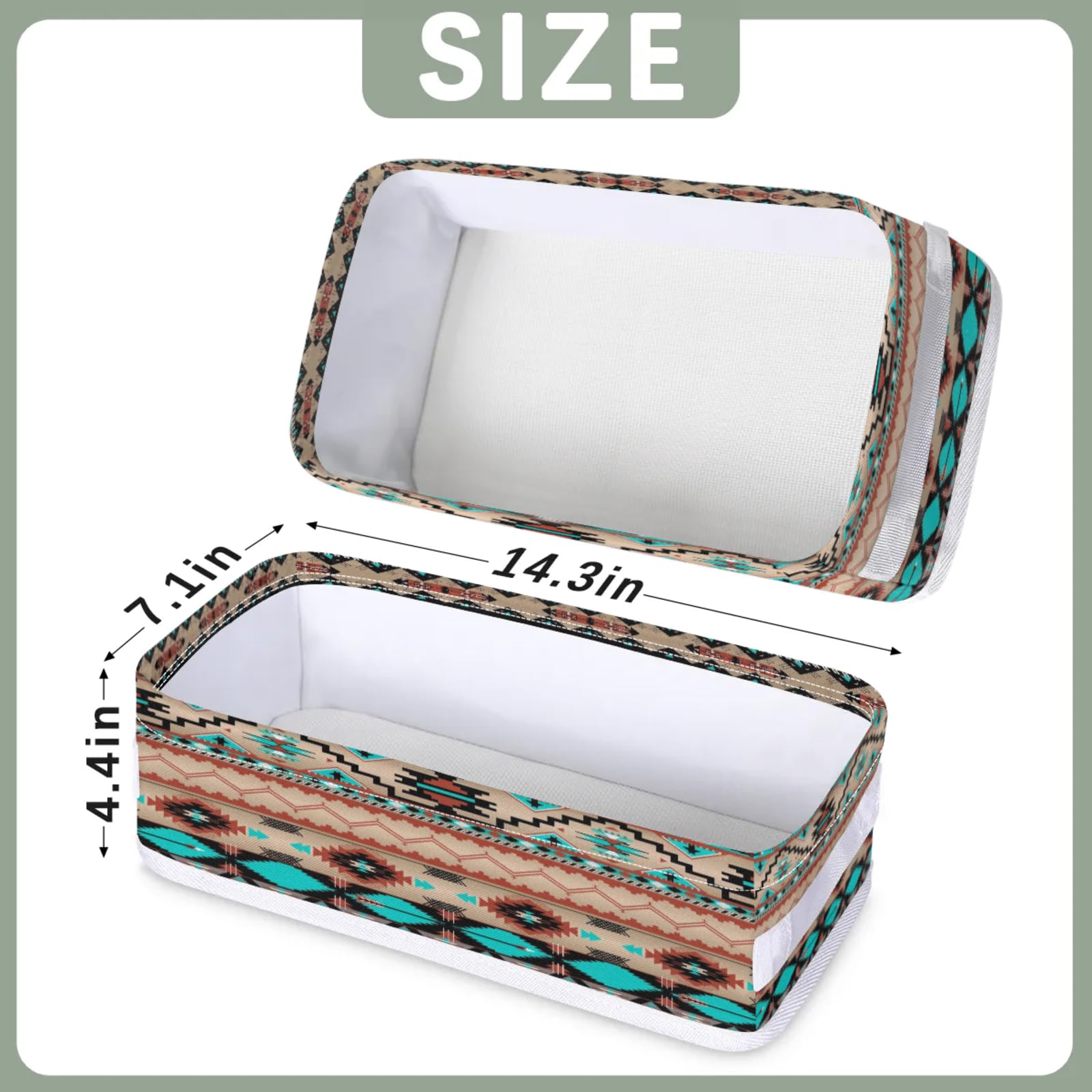 Tablerazzi Toilet Tank Topper Paper Basket with Handle, Aztec Ethnic Bathroom Storage Basket for Organizing, Small Fabric Storage Bins for Bathroom Decor