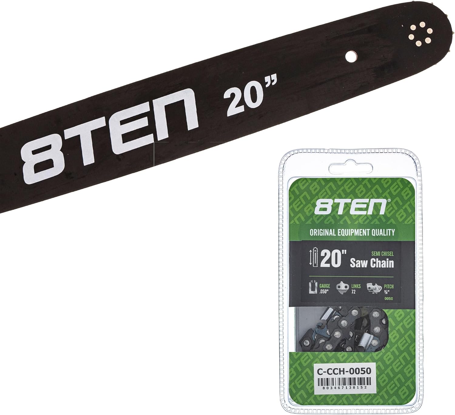 8TEN 20" Chainsaw Guide Bar & Chain .050 3/8 72DL for Stihl 066 044 064 Homelite Solo 30038921 33RS372E