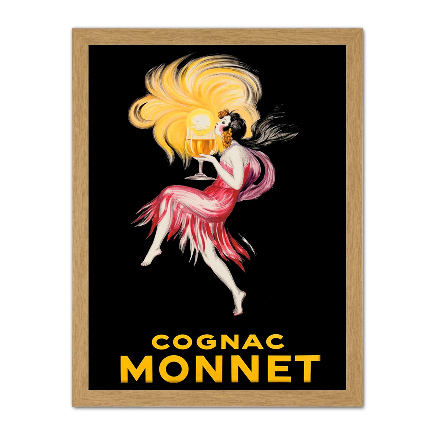 Wee Blue Coo Cognac Brandy Girl Red Dress Artwork Framed Wall Art Print 18X24 Inch
