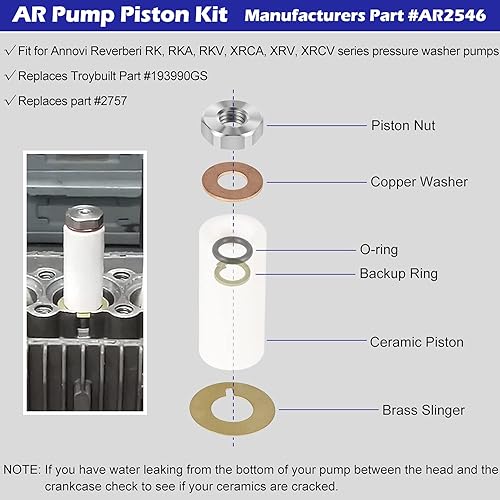 Miniatura 2 de AR2546 Bomba 0.709 in Kit de pistón de cerámica Kit de reparación de émbolo para bomba Annovi Reverberi RK RKA RKV XRCA XRV XRCV