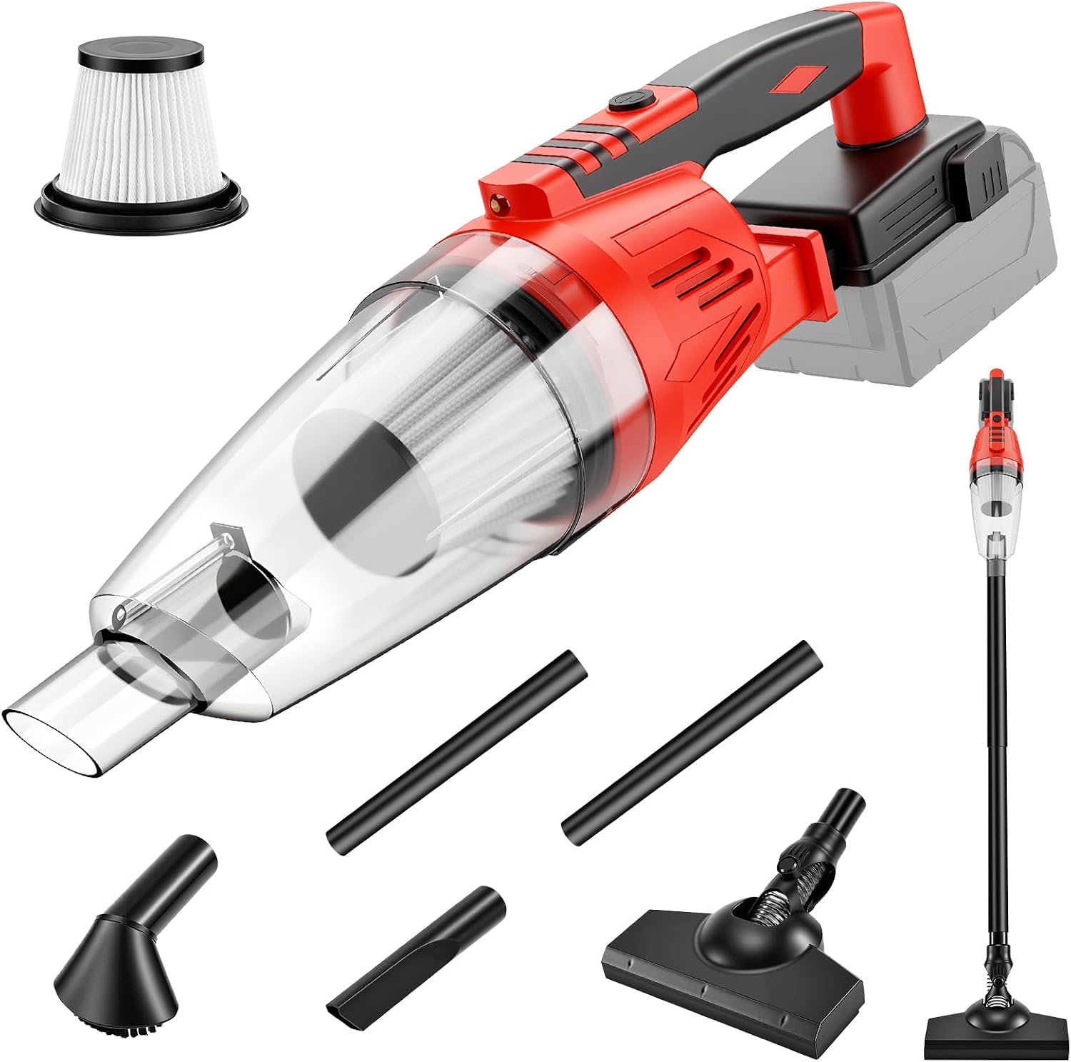Cordless Vacuum Compatible with Milwaukee 18V Battery (Tool Only), 4-in-1 Handheld Vacuum Cleaner, 36 CFM Portable Hand Vacuum with 204W Motor&HEPA Filter for Home, Car, Pet Hair, Floor