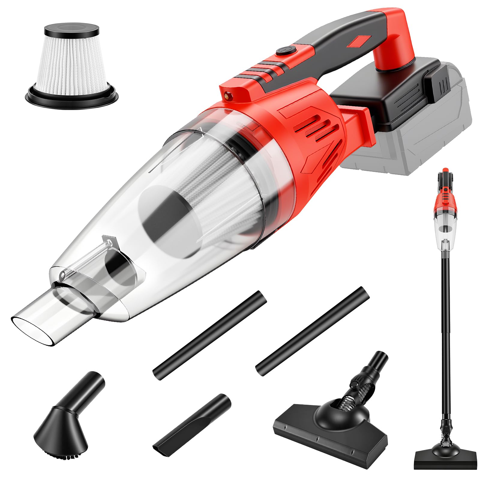 Cordless Vacuum Compatible with Milwaukee 18V Battery (Tool Only), 4-in-1 Handheld Vacuum Cleaner, 36 CFM Portable Hand Vacuum with 204W Motor&HEPA Filter for Home, Car, Pet Hair, Floor-image-42